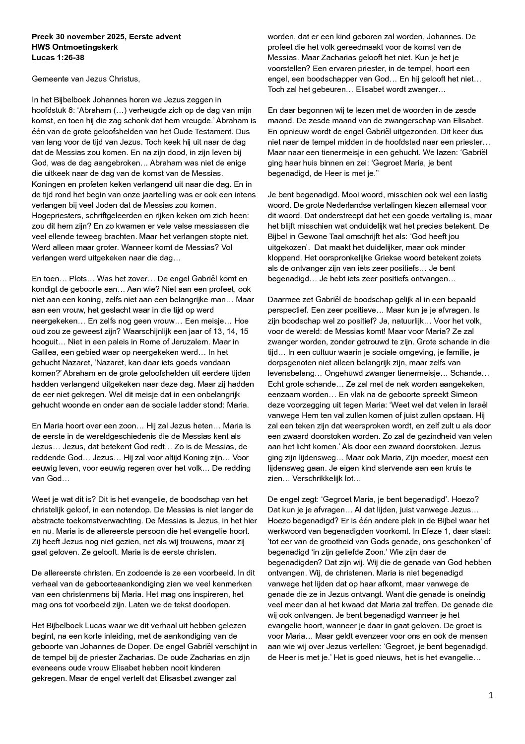 251130 preek Lucas 1 vers 26-38