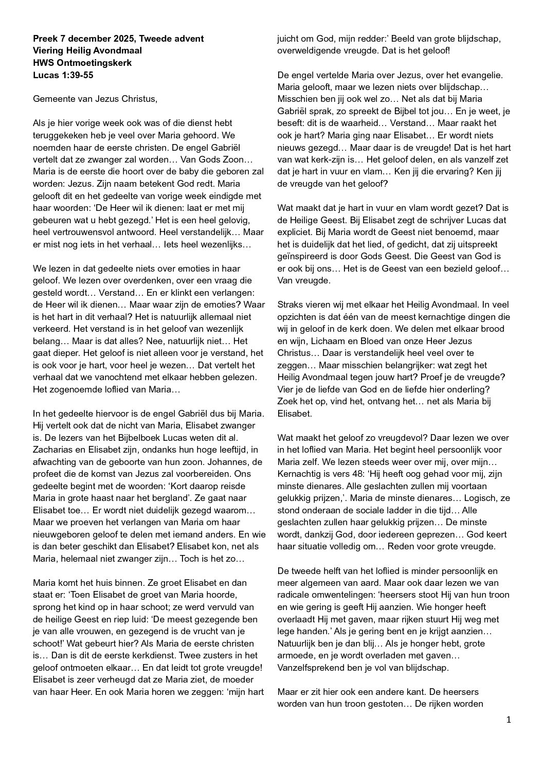 251207 preek ochtend Lucas 1 vers 39-55